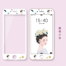 文藝花兒朵朵卡通鋼化膜For iPhone6/6s/6plus/6splus/7/7plus