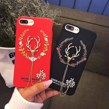 韓國創意花卉小鹿奢華水鉆吊墜手機殼For iPhone6/6S/6Plus/6SPlus/7/7Plus/8/8Plus/X