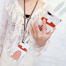 日韓風大牌條紋兔耳朵皮質手機殼For iPhone6/6Plus/7/7Plus