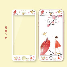 文藝花兒朵朵卡通鋼化膜For iPhone6/6s/6plus/6splus/7/7plus