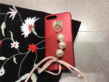 韓國珍珠蝴蝶結吊墜手機殼For iPhone6/6s/6plus/7/7plus