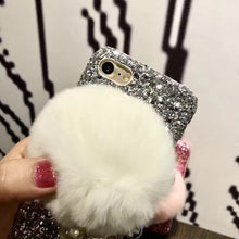 瀨兔毛球珍珠水鉆吊墜手機殼For iPhone6/6S/6Plus/6SPlus/7/7Plus