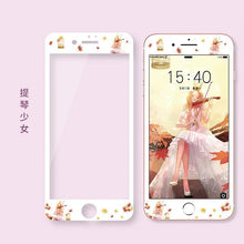 文藝花兒朵朵卡通鋼化膜For iPhone6/6s/6plus/6splus/7/7plus
