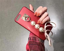韓國珍珠蝴蝶結吊墜手機殼For iPhone6/6s/6plus/7/7plus