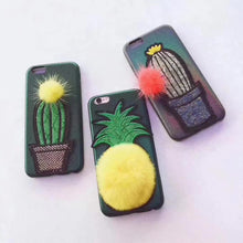 鐳射刺繡立體毛絨菠蘿手機殼For iPhone6/6S/6Plus/6SPlus/7/7Plus/8/8Plus/X