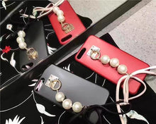 韓國珍珠蝴蝶結吊墜手機殼For iPhone6/6s/6plus/7/7plus