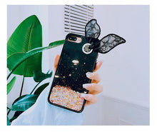 閃粉流沙蕾絲兔耳朵手機保護殼For iPhone6/6s/6plus/6splus/7/7plus