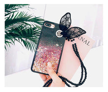 閃粉流沙蕾絲兔耳朵手機保護殼For iPhone6/6s/6plus/6splus/7/7plus