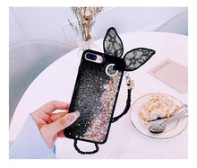 閃粉流沙蕾絲兔耳朵手機保護殼For iPhone6/6s/6plus/6splus/7/7plus