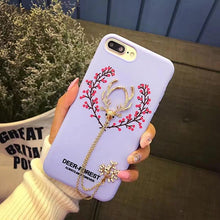 韓國創意花卉小鹿奢華水鉆吊墜手機殼For iPhone6/6S/6Plus/6SPlus/7/7Plus/8/8Plus/X