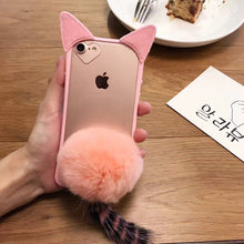 毛球可愛錨咪耳朵手機保護殼For iPhone6/6s/6plus/6splus/7/7plus/8/8plus