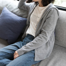 連帽拉鏈羊毛羊駝毛混紡休閑針織