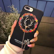 韓國創意花卉小鹿奢華水鉆吊墜手機殼For iPhone6/6S/6Plus/6SPlus/7/7Plus/8/8Plus/X