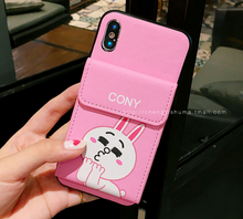 Brown熊卡通可愛插卡皮套手機殼For iPhone6/6S/6Plus/6SPlus/7/8/7Plus/8Plus/X