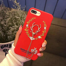 韓國創意花卉小鹿奢華水鉆吊墜手機殼For iPhone6/6S/6Plus/6SPlus/7/7Plus/8/8Plus/X