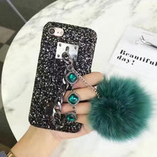 歐美水貂毛球寶石手鏈手機殼For iPhone6/6S/6Plus/6SPlus/7/7Plus