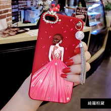 文藝女孩紅底鑲鑽手機保護殼For OPPO R9/R9S/R9Plus/R9SPlus/R11/R11Plus