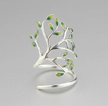 原創個性手工銀飾 925純銀樹葉戒指女森林系復古做舊手工滴釉設計