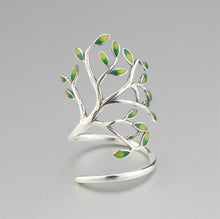 原創個性手工銀飾 925純銀樹葉戒指女森林系復古做舊手工滴釉設計