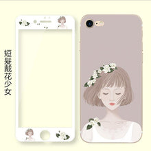 文藝花兒朵朵卡通鋼化膜For iPhone6/6s/6plus/6splus/7/7plus