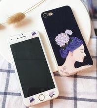 文藝少女鋼化膜手機保護殼組合For iPhone6/6s/6plus/6splus/7/7plus