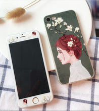文藝少女鋼化膜手機保護殼組合For iPhone6/6s/6plus/6splus/7/7plus