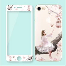 文藝少女鋼化膜手機保護殼組合For iPhone6/6s/6plus/6splus/7/7plus