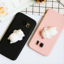 軟軟卡通貓貓可揉捏減壓手機保護殼For Samsung S6/S6E/S7/S7E/S8/S8P/note4/note5/J5/J7