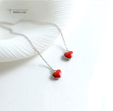紅色滴釉愛心925純銀鎖骨鏈