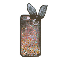 閃粉流沙蕾絲兔耳朵手機保護殼For iPhone6/6s/6plus/6splus/7/7plus